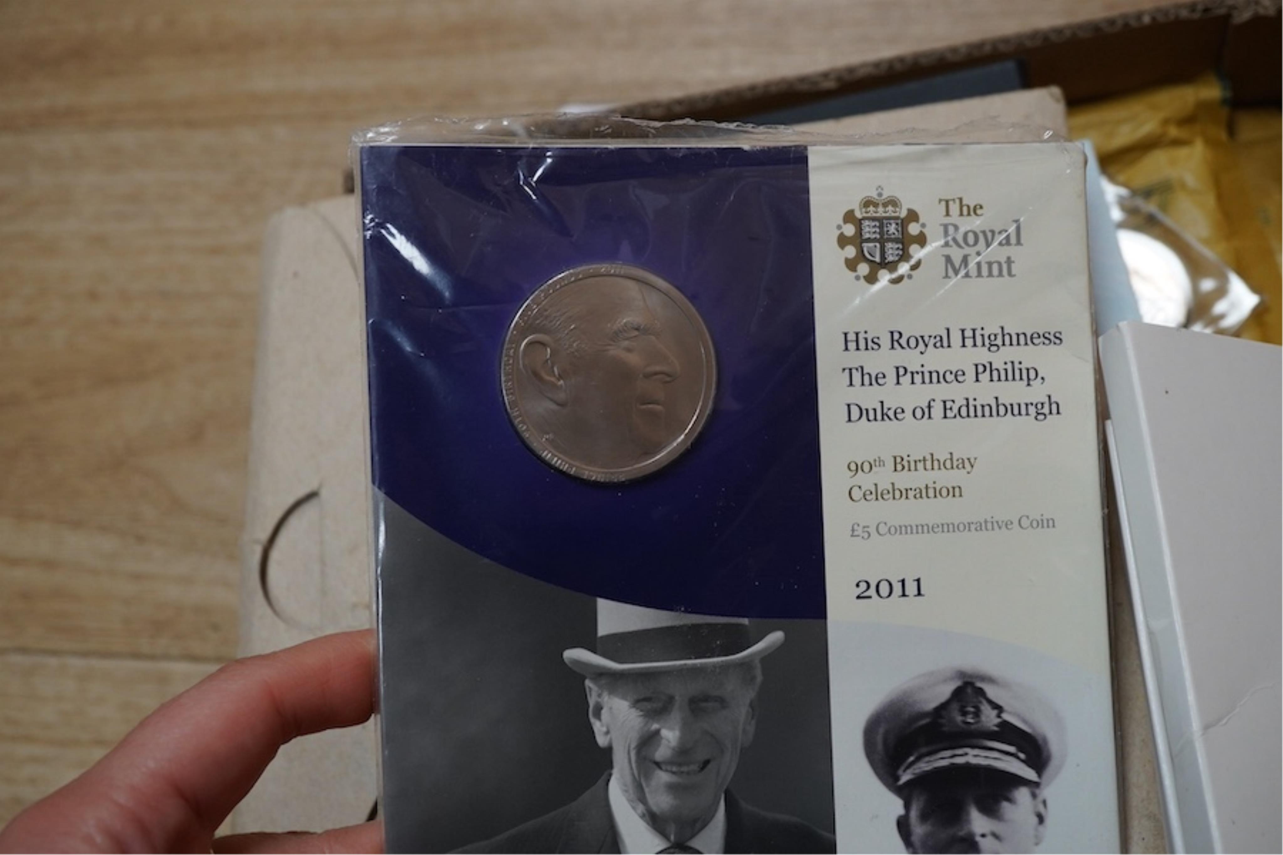 A collection of commemorative silver coins. Condition - varies